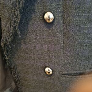 Massimo Dutti Black Textured Blazer with Silver Buttons